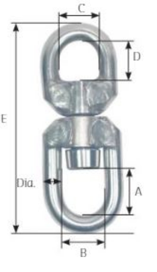 Svivel rustfri 13mm -1/2" WLL 1,6T  SF5:1