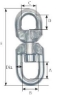 Svivel rustfri 19mm -3/4" WLL 4,7T  SF5:1