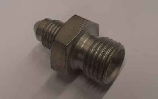 Adapter 1/4" BSP male - JIC 3/8"-24 male stål