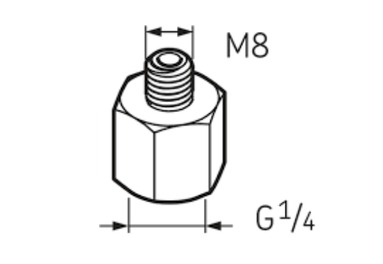 Overgangsnippel G1/4" x 8x1,25 mm