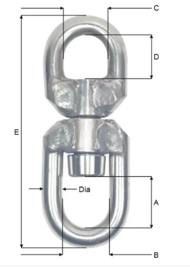 Bilde av Svivel rustfri 8mm - 5/16" WLL 0,5T  SF 5:1