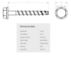 Bilde av Betongbolt A4 M7,5x50 6-kt hode - Bor med 6mm